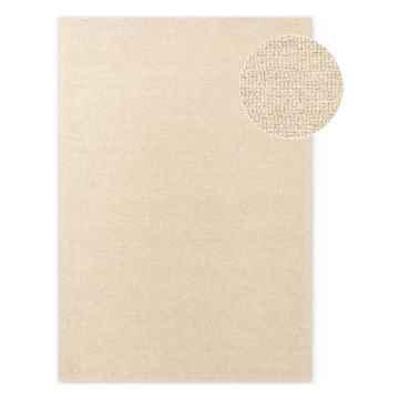 Covor bej Èu009Besut manual din lÃ¢nÄ200x290 cm Puristic Knots âu0080Elle Decoration