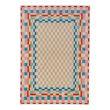 Covor din amestesc de lÃ¢nÄ140x200 cm Checkered Border âu0080Flair Rugs