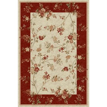 Covor Dreptunghiular, 60 x 110 cm, Crem/ Rosu, Lotos 551/120