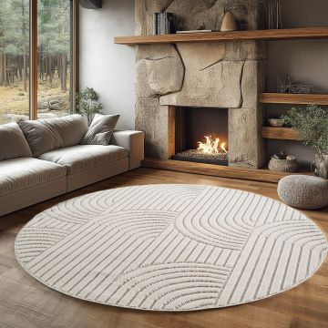 Covor rotund Helix V2 Crem 120x120 cm