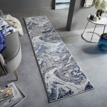 Covor traversă Marbled Bleumarin 60X230 cm, Flair Rugs ieftin