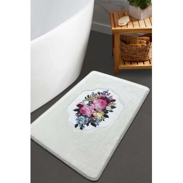 Covoras de baie, L'essentiel Maison, Bella Rose, 60x100 cm, Ecru