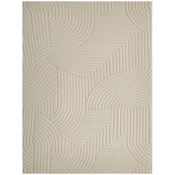 HOMCOM Covor living 160 x 120 cm, covor pufos cu model geometric, gros și antiderapant, crem | Aosom Romania