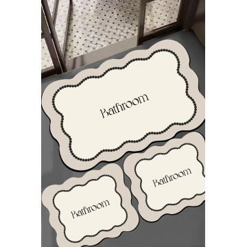 Set covorase de baie, L'essentiel Maison, Bounde, Ecru