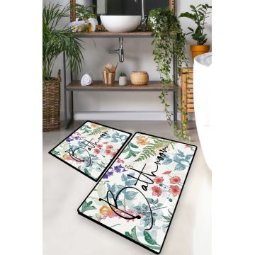 Set covorase de baie, L'essentiel Maison, Green In Flower, Multicolor