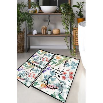 Set covorase de baie, L'essentiel Maison, Green In Flower, Multicolor