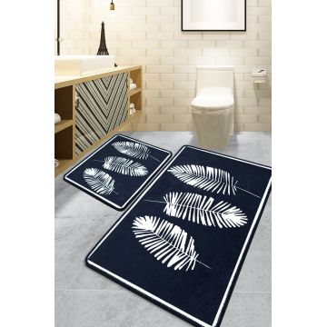 Set covorase de baie, L'essentiel Maison, Hoja, Poliester, Negru