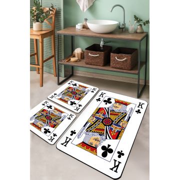 Set covorase de baie, L'essentiel Maison, Karo Playing Card, Poliester, Multicolor