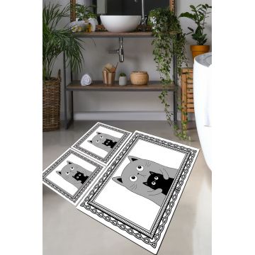 Set covorase de baie, L'essentiel Maison, Mom Cat, Poliester, Multicolor