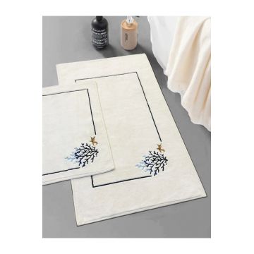 Set covorase de baie, L'essentiel Maison, Sea Weed, Ecru