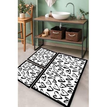 Set covorase de baie, L'essentiel Maison, Small Heart, Poliester, Multicolor