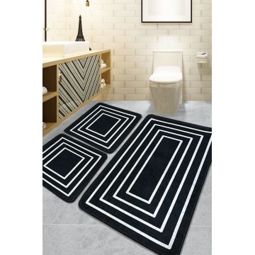 Set covorase de baie, L'essentiel Maison, Wale, Negru