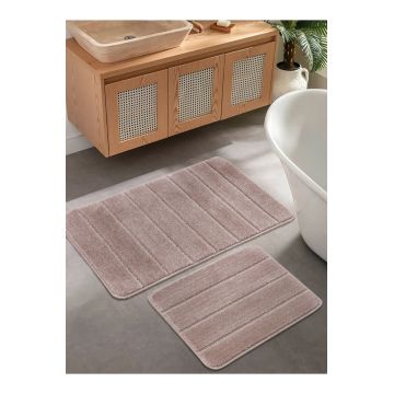 Set covorase de baie, L'essentiel Maison, Yeni Cizgili, Bej