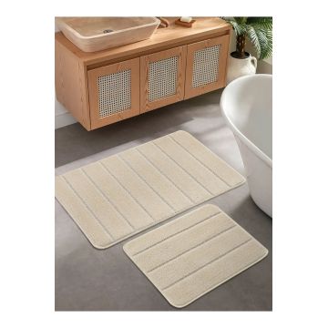 Set covorase de baie, L'essentiel Maison, Yeni Cizgili, Crem