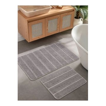 Set covorase de baie, L'essentiel Maison, Yeni Cizgili, Gri