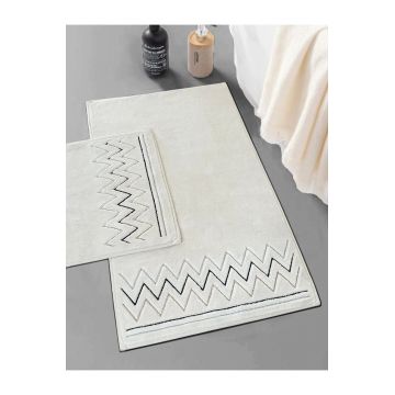 Set covorase de baie, L'essentiel Maison, Zikzak, Bej