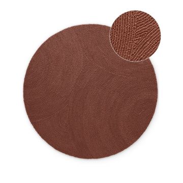 Covor cărămiziu țesut manual rotund din lână ø 150 cm Calmio – Hanse Home