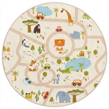 Covor de joacă pentru copii lavabil ø120 cm Savana Ride – Mila Home