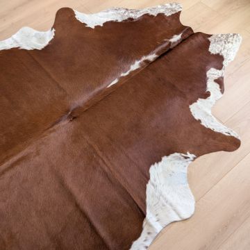 Covor din Piele de Vaca - Maro & Alb (235cm x 210cm) - Default Title