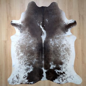 Covor din Piele de Vaca - Maro Inchis & Alb (220cm x 195cm) - Default Title
