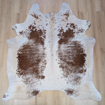 Covor din Piele de Vaca - Pestrit Maro & Alb (225cm x 205cm) - Default Title