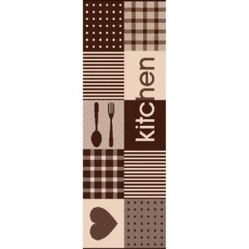 Covor Dreptunghiular pentru Bucatarie, 133 x 195 cm, Antiderapant, Maro, Flex 19053/19