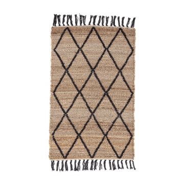 Covor negru/în culoare naturală țesut manual din iută 60x90 cm Shaila – Yes Everyday