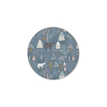 Covor pentru copii albastru lavabil ø120 cm Forest Land – Mila Home