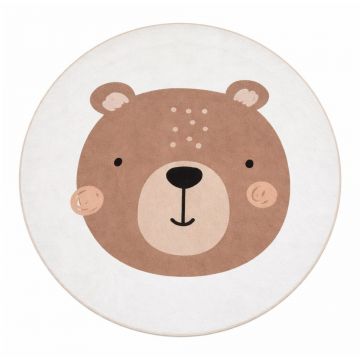 Covor pentru copii maro/crem lavabil ø150 cm Teddy Bear – Mila Home