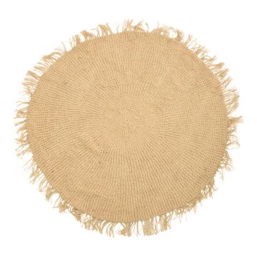 Covor rotund de iuta, Natural, 120 cm, 120x1x120 cm