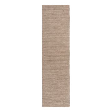 Covor tip traversă bej țesut manual din lână 80x230 cm Harris Boucle – Flair Rugs