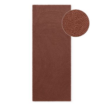 Covor tip traversă cărămiziu țesut manual din lână 80x200 cm Calmio – Hanse Home