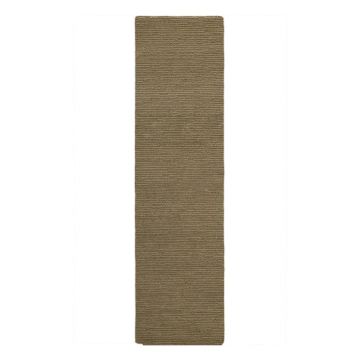 Covor tip traversă kaki țesut manual din lână 80x230 cm Harris Boucle – Flair Rugs