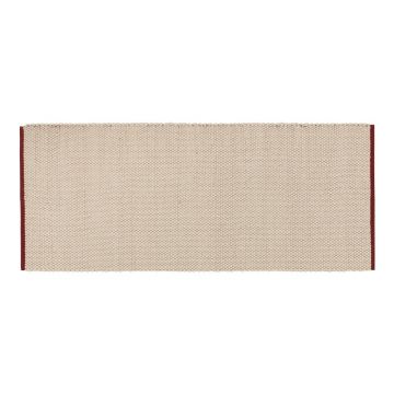 Covor tip traversă roșu/bej țesut manual din lână 80x170 cm Lenu – noo.ma