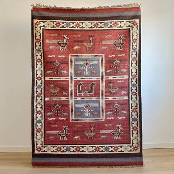 Covor Traditional din Lana cu Tesatura Plata - Kilim Birdsong - 120 x 180 cm