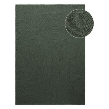 Covor verde închis țesut manual din lână 80x150 cm Calmio – Hanse Home
