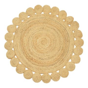 Covor Voni din iuta, Natural, D120x1 cm