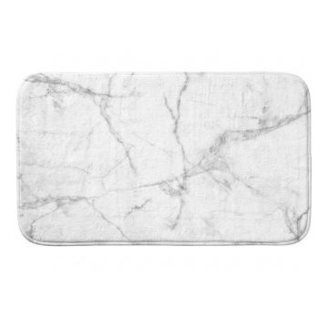 Covoraș de baie alb/gri din material textil 45x75 cm Marbre – douceur d'intérieur