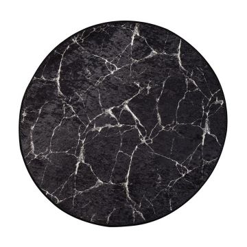 Covoraș de baie negru ø 100 cm Marble – Foutastic