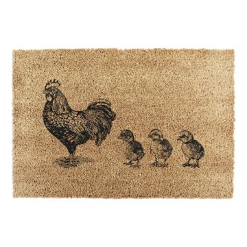 Covoraș de intrare din fibre de nucă de cocos 40x60 cm Chickens and Chicks – Artsy Doormats