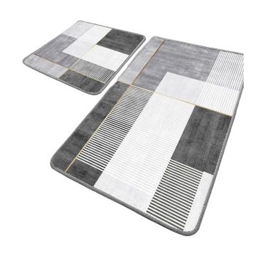 Covorașe de baie gri 2 buc. 60x100 cm Pendor – Foutastic