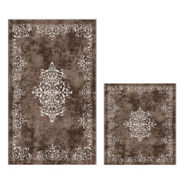 Covorașe de baie maro 2 buc. 60x100 cm – Foutastic