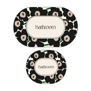 Covorașe de baie negre/bej 2 buc. 60x100 cm Oweld – Foutastic