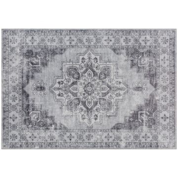 HOMCOM Covor lavabil antiderapant pentru living cu aspect de flanel, 230 x 160 cm, Gri | Aosom Romania