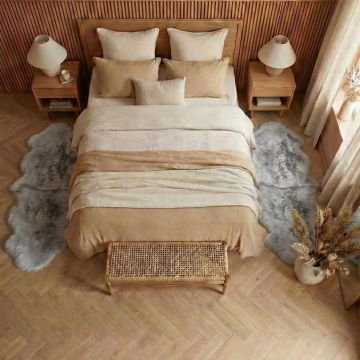 Set de 2 Covoare Duble pentru Dormitor - Gri Deschis