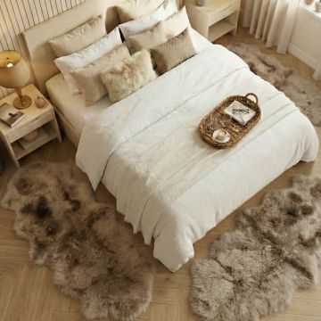 Set de 3 Covoare Duble pentru Dormitor - Bej