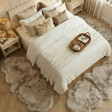 Set de 3 Covoare Duble pentru Dormitor - Gri Maroniu