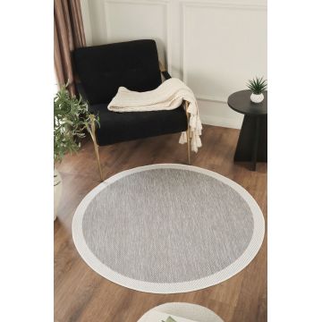Covor (120 cm), Sisalux 3087 Round, 120x120 cm, Gri/Alb