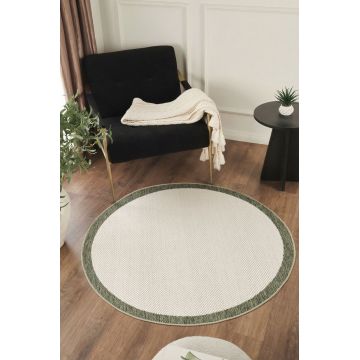 Covor (120 cm), Sisalux 3090 Round, 120x120 cm, Crem / Verde