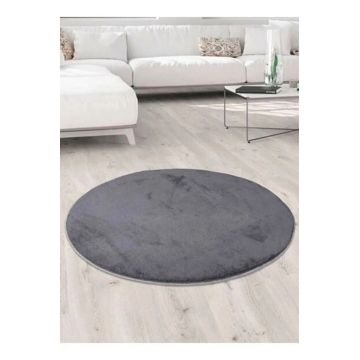 Covor (150 cm), Oval Plush, Gri inchis